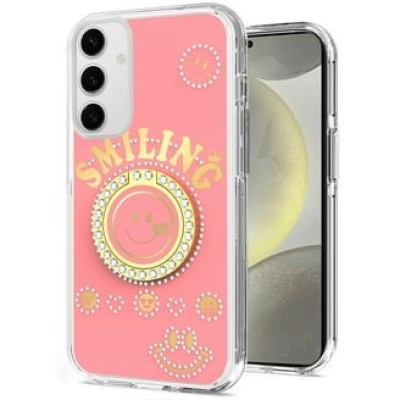 For Samsung s25/s24 Epoxy Glitter Shimmer [Magnetic Circle] Hybrid Case - Hot Pink