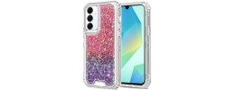 For Samsung s25/s24 Epoxy Sticker Glitter 3in1 Shockproof Transparent Hybrid Case - Hot Pink + Purple