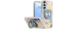 For Samsung s25/s24 Metal CD Pattern Matte Finished Hybrid with Rotational Ring [Car Mount Friendly] Case - Blue