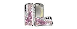 For Samsung s25/s24 Rhombus Bling Glitter Diamond Case Cover - Rose Pink