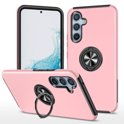 For Samsung s25/s24 Ring Magnetic Kickstand Hybrid Case Cover - Rose Gold