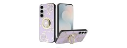 For Samsung s25/s24 SPLENDID Diamond Glitter Ornaments Engraving Case Cover - Good Luck Floral Purple