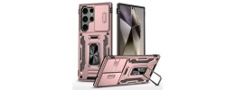 For Samsung s25/s24 Utter Tough Metal Ring Movable Camera Window Hybrid Case Cover - Rose Gold