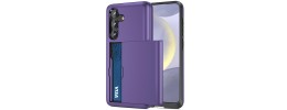 For Samsung s25/s24 Wallet ID Card Holder Case Cover - Dark Purple