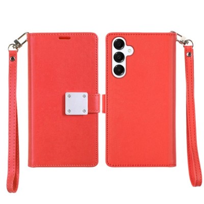 For Samsung s25/s24 Wallet ID Card Holder Case Cover - Red