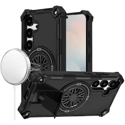 For Samsung s26 Edge CD Texture Design Magnetic Car Mount Friendly HQ Hybrid - Black