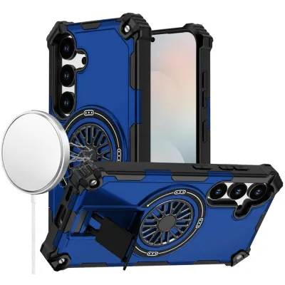 For Samsung s26 Edge CD Texture Design Magnetic Car Mount Friendly HQ Hybrid - Blue