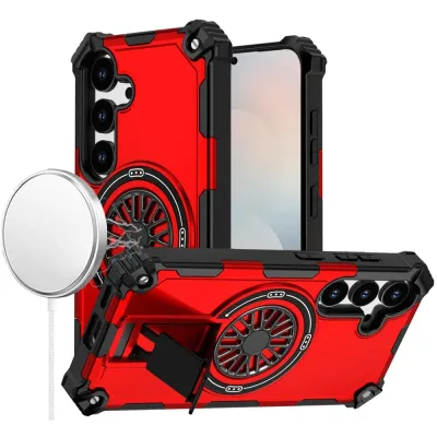 For Samsung s26 Edge CD Texture Design Magnetic Car Mount Friendly HQ Hybrid - Red