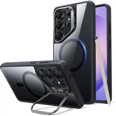 For Samsung s26 Edge Utter Tough Metal Ring Movable Camera Window Hybrid Case Cover - Black