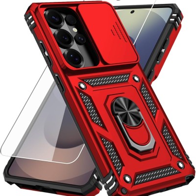 For Samsung s26 Edge Utter Tough Metal Ring Movable Camera Window Hybrid Case Cover - Red