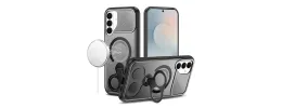 For Samsung s26 Plus Car Mount with 2-Ring Stand Hybrid Case - Gray