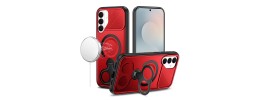 For Samsung s26 Plus Car Mount with 2-Ring Stand Hybrid Case - Red