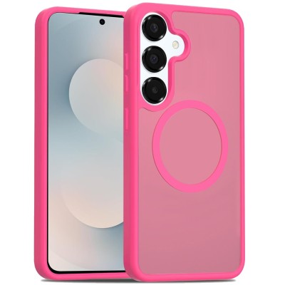 For Samsung s26 Plus [Magnetic Circle] Smooth Safe Matte Feel Hybrid Case - Hot Pink