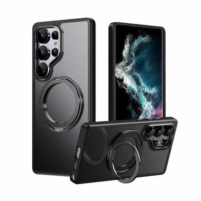 For Samsung s26 Plus Magnetic Matching Ring Stand Full Rotation Matte Hybrid - Black
