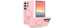 For Samsung s26 Plus Magnetic Matching Ring Stand Full Rotation Matte Hybrid - Light Pink