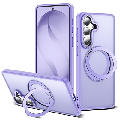For Samsung s26 Plus Magnetic Matching Ring Stand Full Rotation Matte Hybrid - Light Purple
