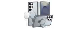 For Samsung s26 Plus Matte Finish Simplified Magnetic Ring With Stand Hybrid Case - Gray
