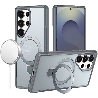 For Samsung s26 Plus Matte Finish Simplified Magnetic Ring With Stand Hybrid Case - Gray