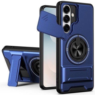 For Samsung s26 Plus Matte Finish Simplified Magnetic Ring With Stand Hybrid Case - Navy Blue