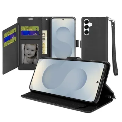 For Samsung s26 Plus Wallet ID Card Holder Case Cover - Black