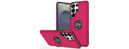 For Samsung s26 Ultra CHIEF Oil Painted Magnetic Ring Stand Hybrid Case Cover - Hot Pink