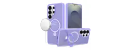 For Samsung s26 Ultra Magnetic Matching Ring Stand Full Rotation Matte Hybrid - Light Purple