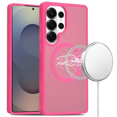 For Samsung s26 Ultra [Magnetic Circle] Smooth Safe Matte Feel Hybrid Case - Hot Pink