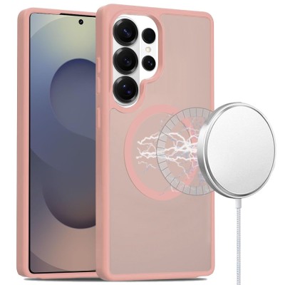 For Samsung s26 Ultra [Magnetic Circle] Smooth Safe Matte Feel Hybrid Case - Light Pink