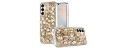 For Samsung s26 Ultra Full Diamond with Ornaments Case Cover - Silver Panda Floral