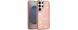 For Samsung s26 Ultra Beautiful Diamond Metallic Design Metal Chrome Edged Hybrid - Rose Gold