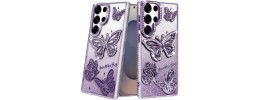 For Samsung s26 Ultra Butterfly Freedom Shimmer Glitter Thick TPU Case Cover - Purple