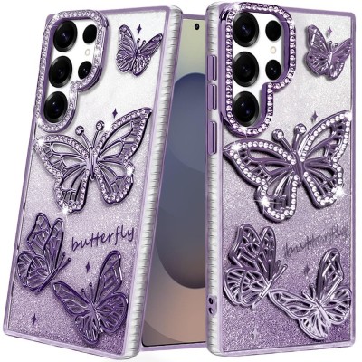 For Samsung s26 Ultra Butterfly Freedom Shimmer Glitter Thick TPU Case Cover - Purple