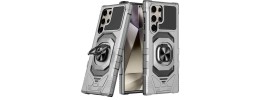 For Samsung s26 Ultra CHIEF Oil Painted Magnetic Ring Stand Hybrid Case Cover - Silver