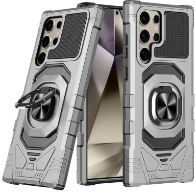 For Samsung s26 Ultra CHIEF Oil Painted Magnetic Ring Stand Hybrid Case Cover - Silver