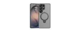For Samsung s26 Ultra Carbon Design [Magnetic Circle] with Ring Stand Hybrid Case - Gray