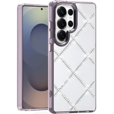 For Samsung s26 Ultra Gem Glitter Diamond Transparent Hard Colorful TPU Hybrid Case - Dark Purple