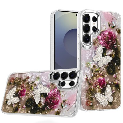 For Samsung s26 Ultra Epoxy Glitter Butterfly Ornaments Design HQ Metal Buttons Hybrid - 6