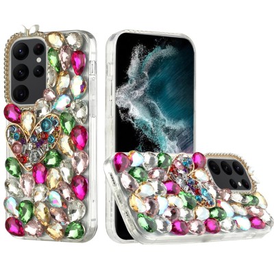 For Samsung s26 Ultra Full Diamond with Ornaments Case Cover - Silver Swan Crown Pearl