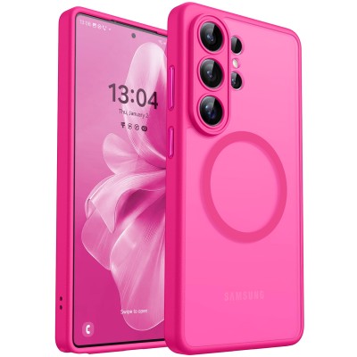 For Samsung s26 Ultra Magnetic Matte Camera Metallic Stand Hybrid Case - Pink