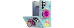 For Samsung s26 Ultra Metal Diamond CD Pattern Design Matte Finished Hybrid with Rotational Ring [Car Mount Friendly] Case - 1