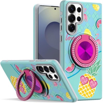 For Samsung s26 Ultra Metal Diamond CD Pattern Design Matte Finished Hybrid with Rotational Ring [Car Mount Friendly] Case - 7