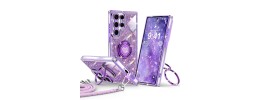 For Samsung s26 Ultra Splendid Glitter with Diamonds All Around Edges Ring Stand Case Cover - Purple