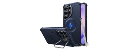 For Samsung s26 Ultra Thick Carbon Design Magnetic Hybrid with Metallic Buttons Case - Blue