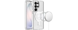 For Samsung s26 Ultra Thick Transparent Colored Edged Magnetic Hybrid Case - White