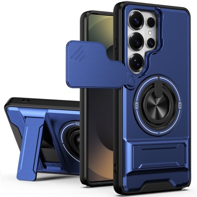 For Samsung s26 Ultra Utter Tough Metal Ring Movable Camera Window Hybrid Case Cover - Navy blue