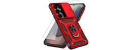 For Samsung s26 Ultra Utter Tough Metal Ring Movable Camera Window Hybrid Case Cover - Red