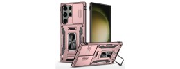 For Samsung s26 Ultra Utter Tough Metal Ring Movable Camera Window Hybrid Case Cover - Rose Gold