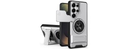 For Samsung s26 Ultra Utter Tough Metal Ring Movable Camera Window Hybrid Case Cover - Silver