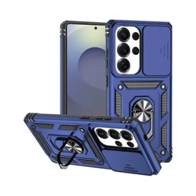 For Samsung s26 Ultra Well Protective Magentic Ring Stand Camera Protective Cover Case - Blue