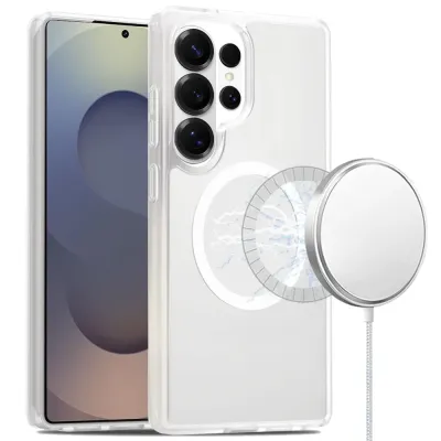 For Samsung s26 Ultra [Magnetic Circle] Smooth Safe Matte Feel Hybrid Case - Clear